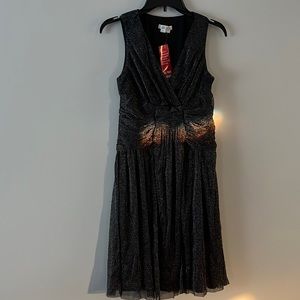 Sleeveless knee-length sparkly black dress